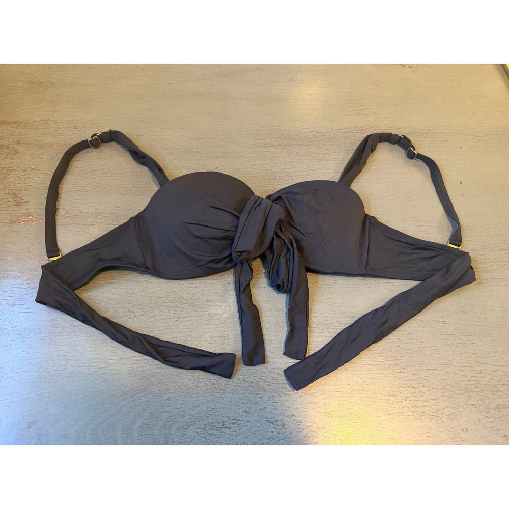 Coco Reef Black Underwire Bikini Top 32/34 C Cup Front Tie Swimwear